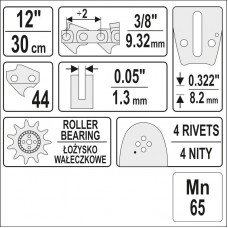 YT-84927 YATO Lama lungime 300 mm, pentru drujba c..